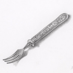 Fork. 2002. Graphite pencil on paper. 10x15 (4 x 5 7/8 in) // Виделка. 2002. Папір,олівець. 10x15