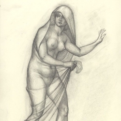The drawing of the draped female figure. 2009. Graphite pencil on paper. 21x29,7 (8 1/4 x 11 7/8 in) // Малюнок драпірованої жіночої фігури. 2009. Папір, олівець. 29,7x21