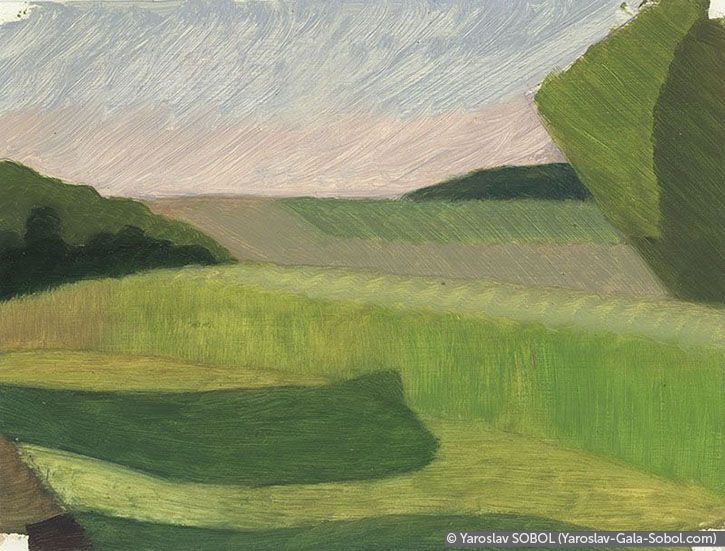 YAROSLAV SOBOL  Summer landscape. Sketch-6. 2005. Oil on cardboard. 15x20 (5 7/8 x 7 7/8 in) // Літній пейзаж. Етюд-6. 2005. Картон, олія. 15x20