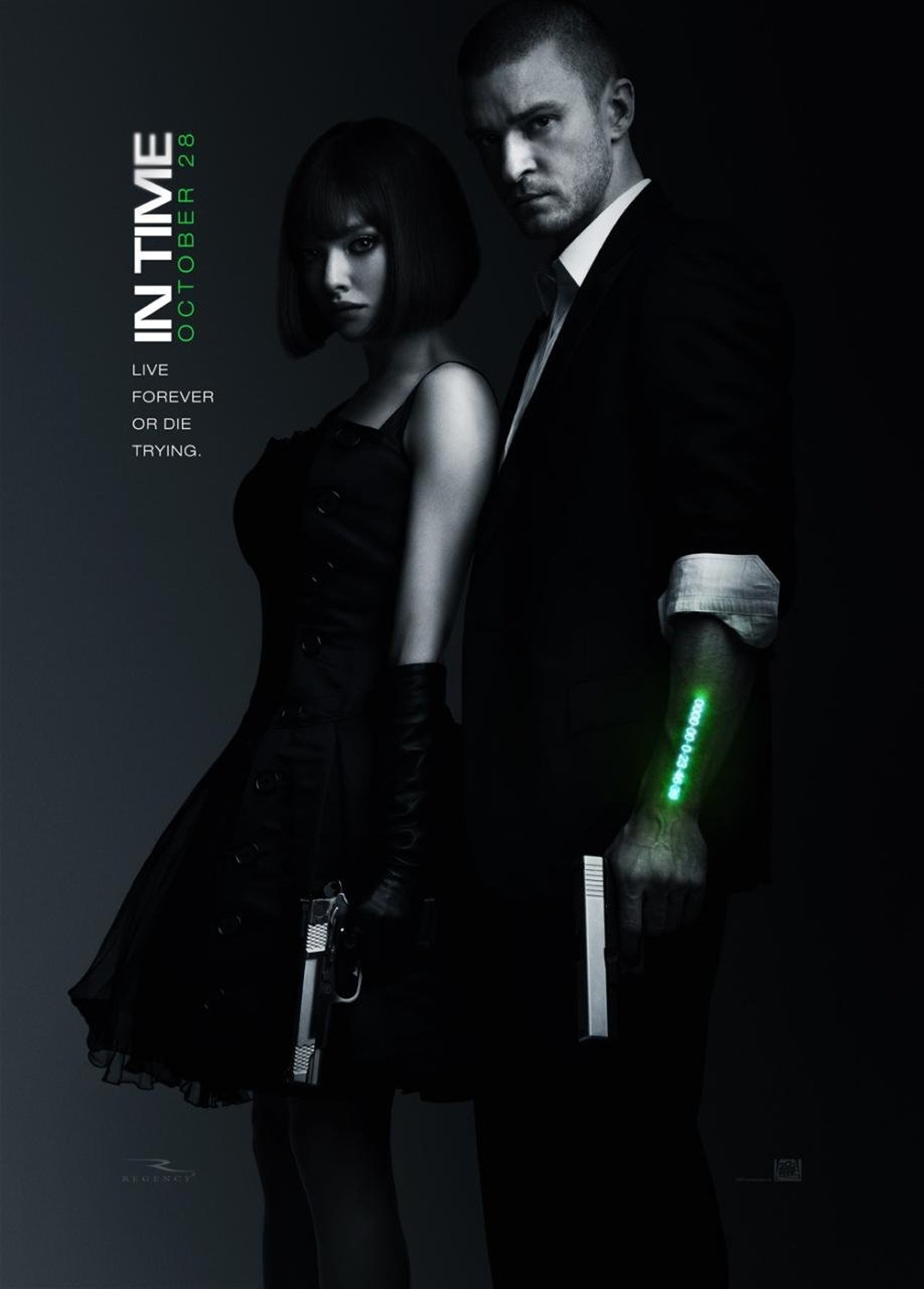 Poster to the movie “In Time” (2011, USA). Directed by	Andrew Niccol // Афіша до кінофільму «Час» (2011, США). Режисер Ендрю Ніккол