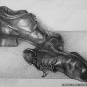 Boots. 2003. Graphite pencil on paper. 29,7x42 (11 7/8 x 16 1/2 in) // Черевики. 2003. Папір,олівець. 29,7x42